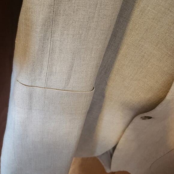 Cellini Linea Uomo Men's 100% Linen Blazer Sport Coat Lightweight Tan Coat Lined - Picture 5 of 16